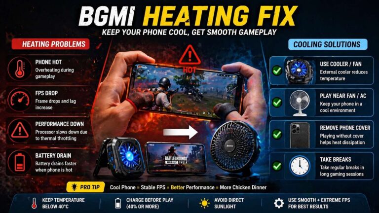 BGMI heating fix gaming cooling setup to reduce lag and improve performance